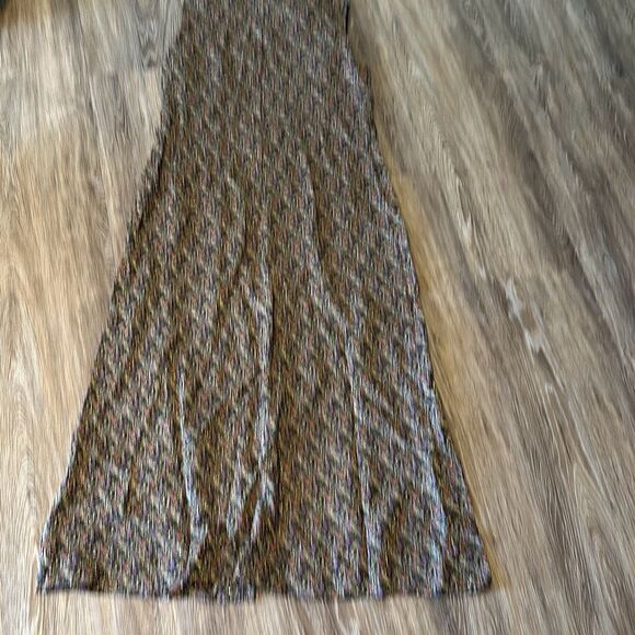 Vintage metallic maxi dress retro 70s Hippie L XL 14 - Picture 6 of 9